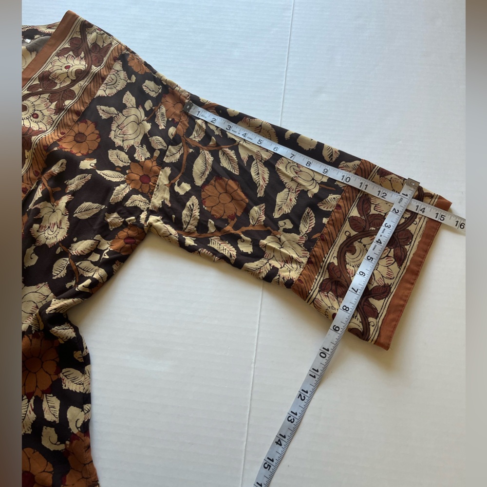 Soft Surroundings Mara Topper Brown Floral Print Open Front Kimono Cardigan L - Picture 7 of 11